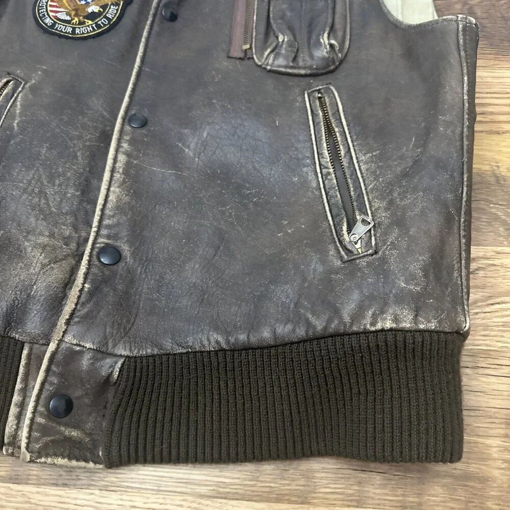 Avirex Authentic Leather Aviation Vest Vintage AMA